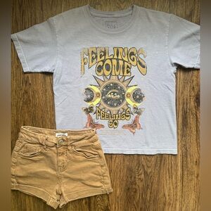 Girls Full Tilt Light Purple Cotton Tee Size Small With Matching Shorts Size 7